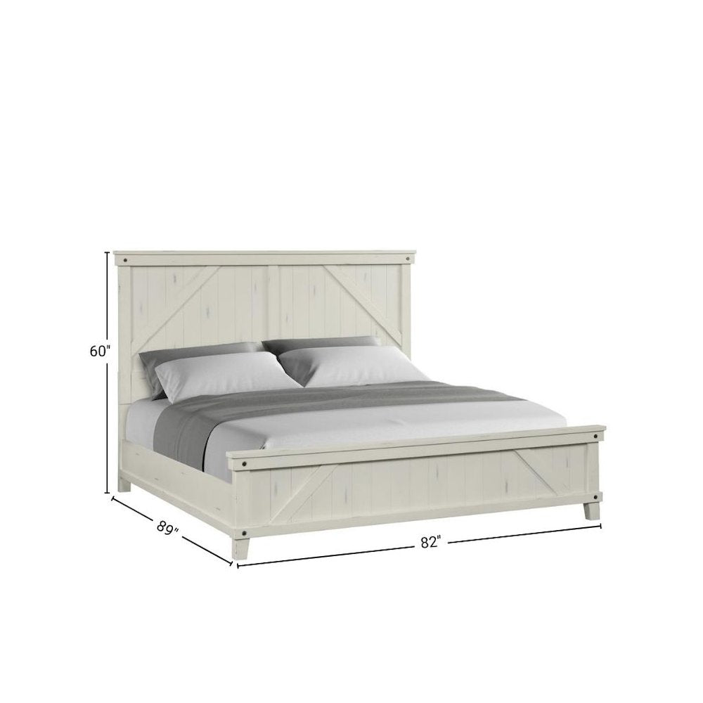 White King Bed Frame with Headboard in Wood and European Slat System