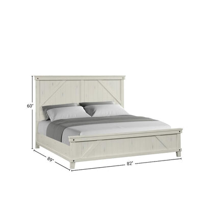 White King Bed Frame with Headboard in Wood and European Slat System