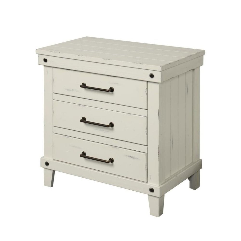 White Nightstand with 3 Drawers, 3 Tier Storage Organizer Cabinet