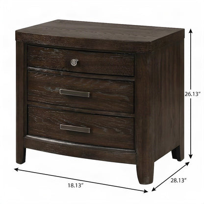 Solid Rubberwood Veneer Nightstand with Drawer, Bedside Table