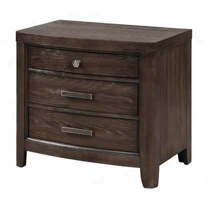 Solid Rubberwood Veneer Nightstand with Drawer, Bedside Table