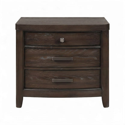 Solid Rubberwood Veneer Nightstand with Drawer, Bedside Table
