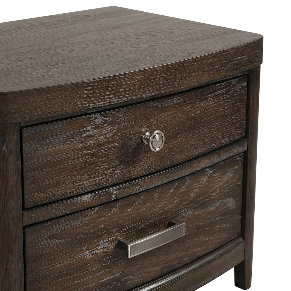 Solid Rubberwood Veneer Nightstand with Drawer, Bedside Table