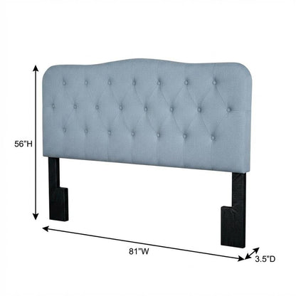 Light Blue Upholstered King Headboard with Rubberwood Frame and Elegant Design