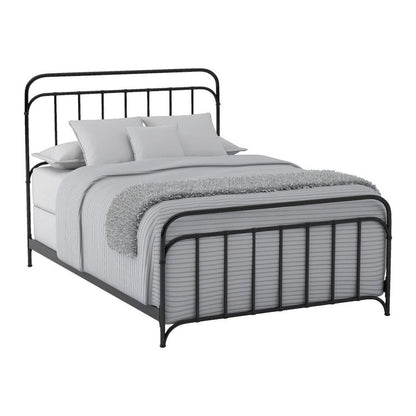 Rustic Black Metal Bed Frame with Full Size Headboard and Footboard