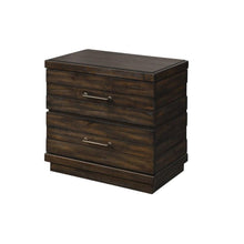 Distressed Wood Nightstand, Dark Brown 2 Drawers Bedroom Accent Table