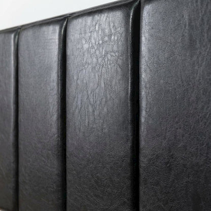 Black Upholstered King Headboard with Solid Rubberwood Frame and Durable Finish