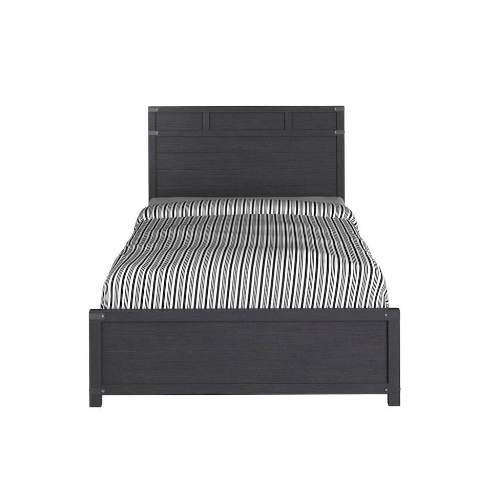 Black Queen Bed Frame with Headboard and Footboard in Rustic Style