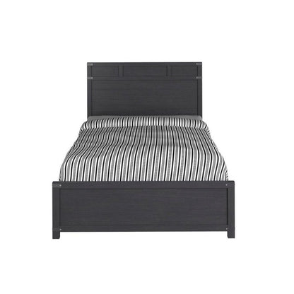 Black Queen Bed Frame with Headboard and Footboard in Rustic Style