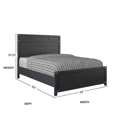 Black Queen Bed Frame with Headboard and Footboard in Rustic Style