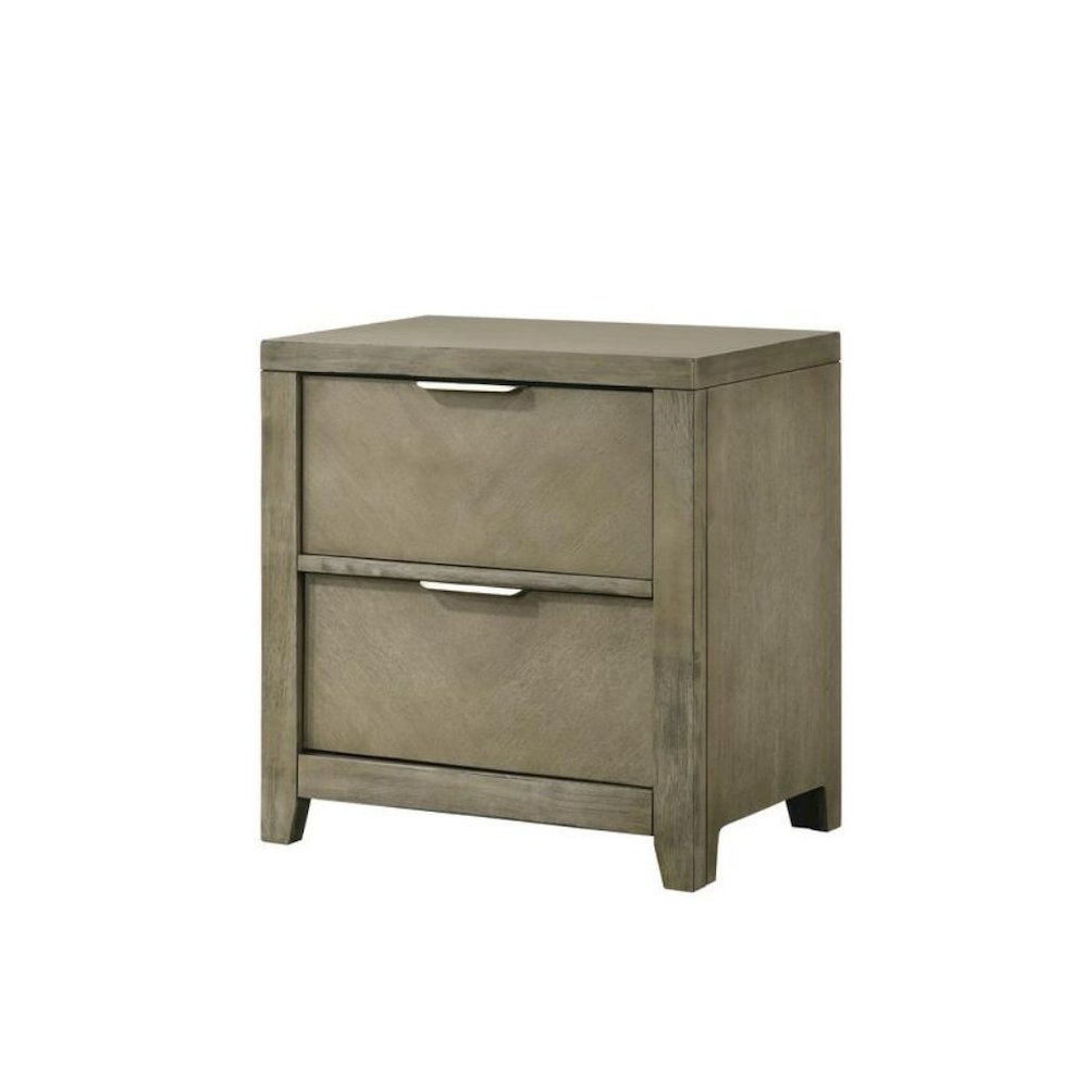 Brown Two Drawer Nightstand – Traditional Wood Nightstand with USB Ports