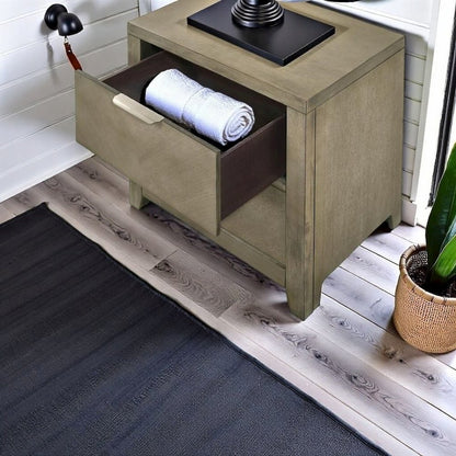 Brown Two Drawer Nightstand – Traditional Wood Nightstand with USB Ports
