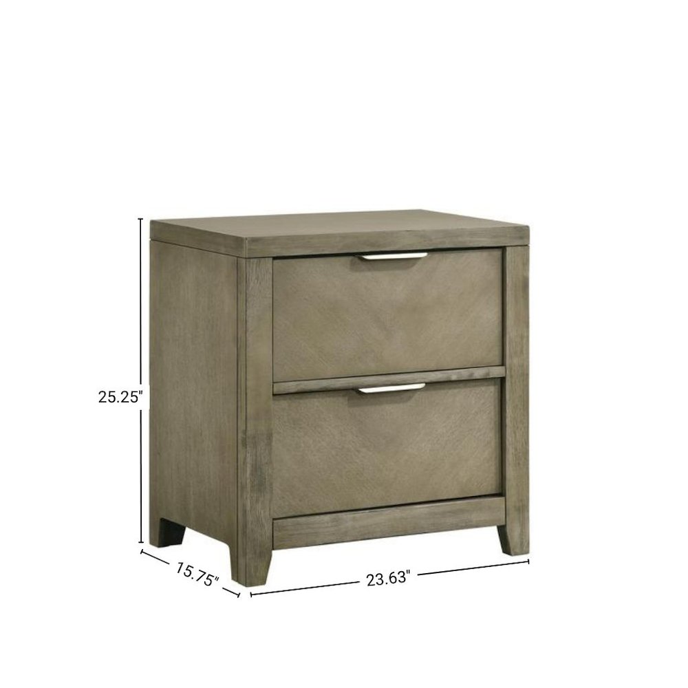 Brown Two Drawer Nightstand – Traditional Wood Nightstand with USB Ports