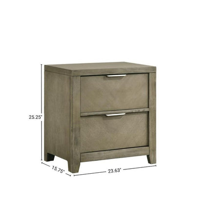 Brown Two Drawer Nightstand – Traditional Wood Nightstand with USB Ports
