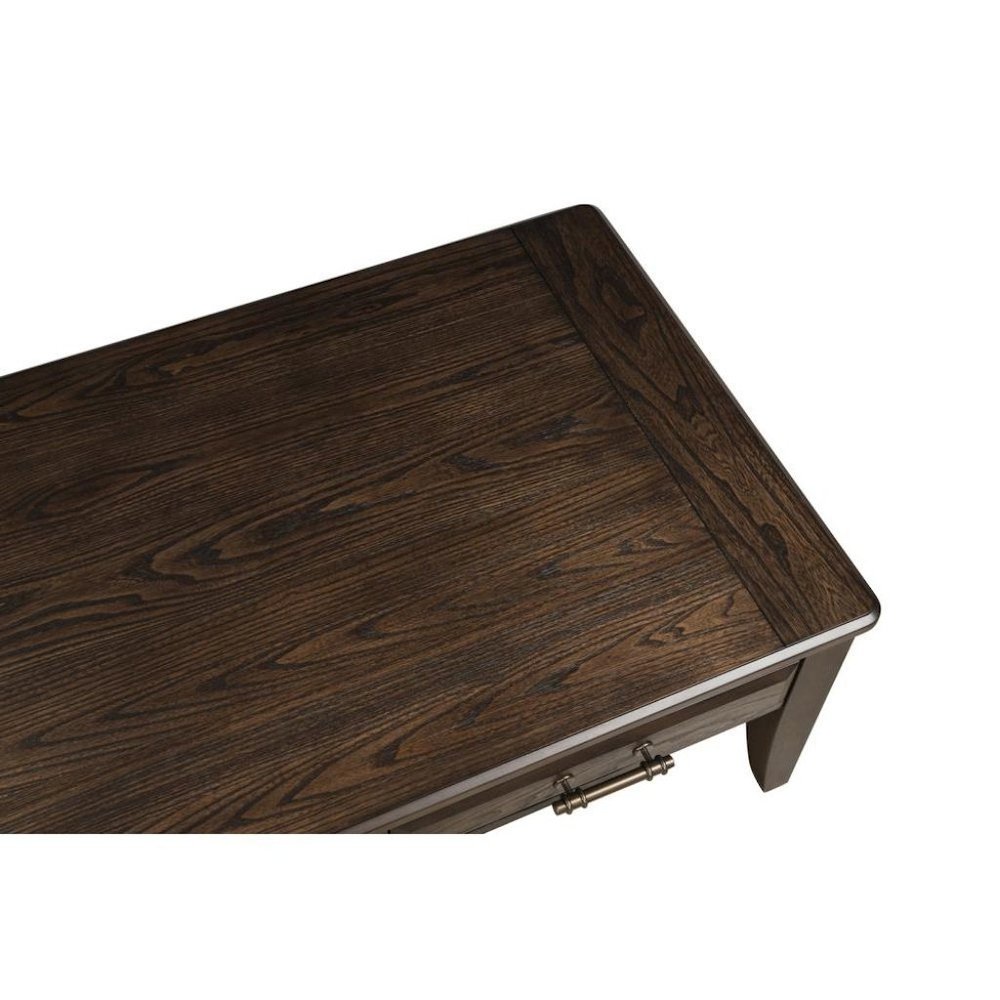 Brown Cocktail Table with 2 Drawers – Vintage Solid Wood Coffee Table
