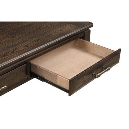 Brown Cocktail Table with 2 Drawers – Vintage Solid Wood Coffee Table