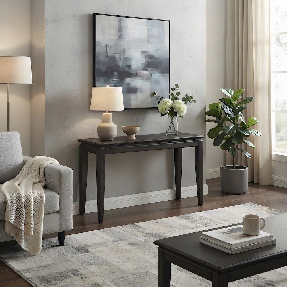 Elm Veneer Sofa Table with Solid Poplar Frame, Console Entry Table