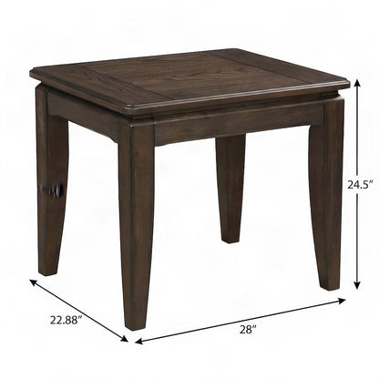 Poplar Solid and Elm Veneer Wood End Table and Accent Side Table