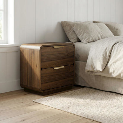 Walnut Nightstand with Usb Charging Port and Modern Design