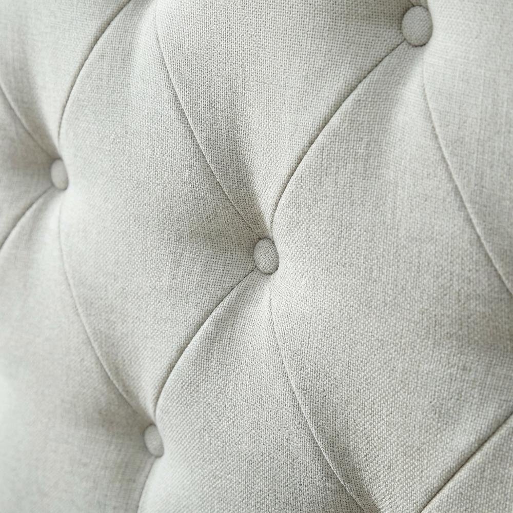 Light Gray Upholstered Queen Headboard, Solid Rubberwood Frame