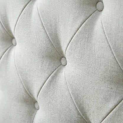 Light Gray Upholstered Queen Headboard, Solid Rubberwood Frame