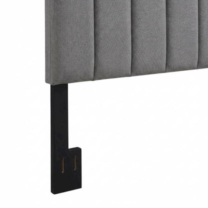 Gray Upholstered Queen Headboard with Soft Fabric and Modern Design