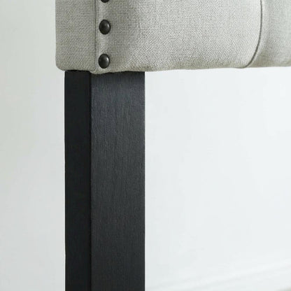 Light Gray Upholstered King Headboard, Solid Rubberwood Frame