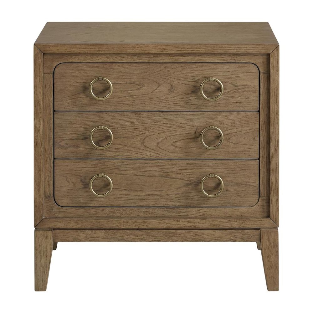 Latte Nightstand with 3 Drawers and Usb Charging Port for Bedroom Storage