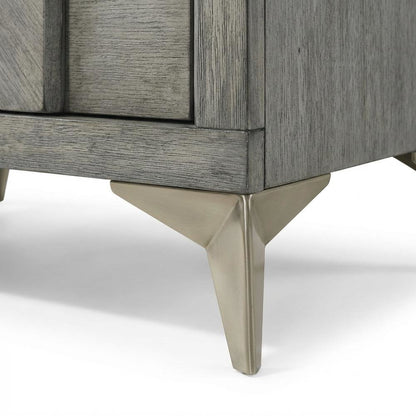 Gray Bedroom Nightstand with 2 Drawers and Modern Finish