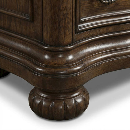 Mahogany Wooden Nightstand,3 Drawers, Solid Wood Construction, Warm Finish