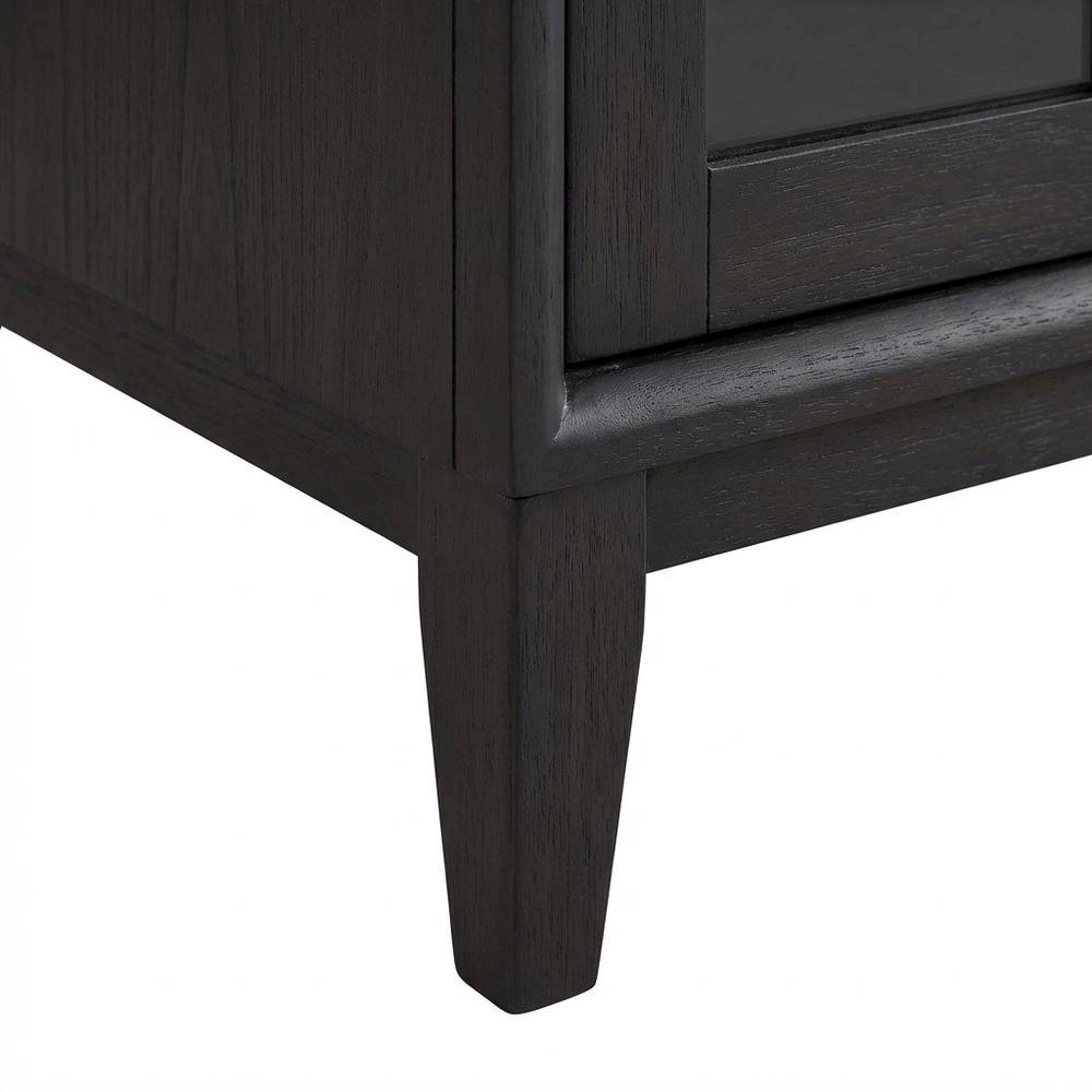 Peppercorn Glass Door Nightstand with Transitional Casual Style