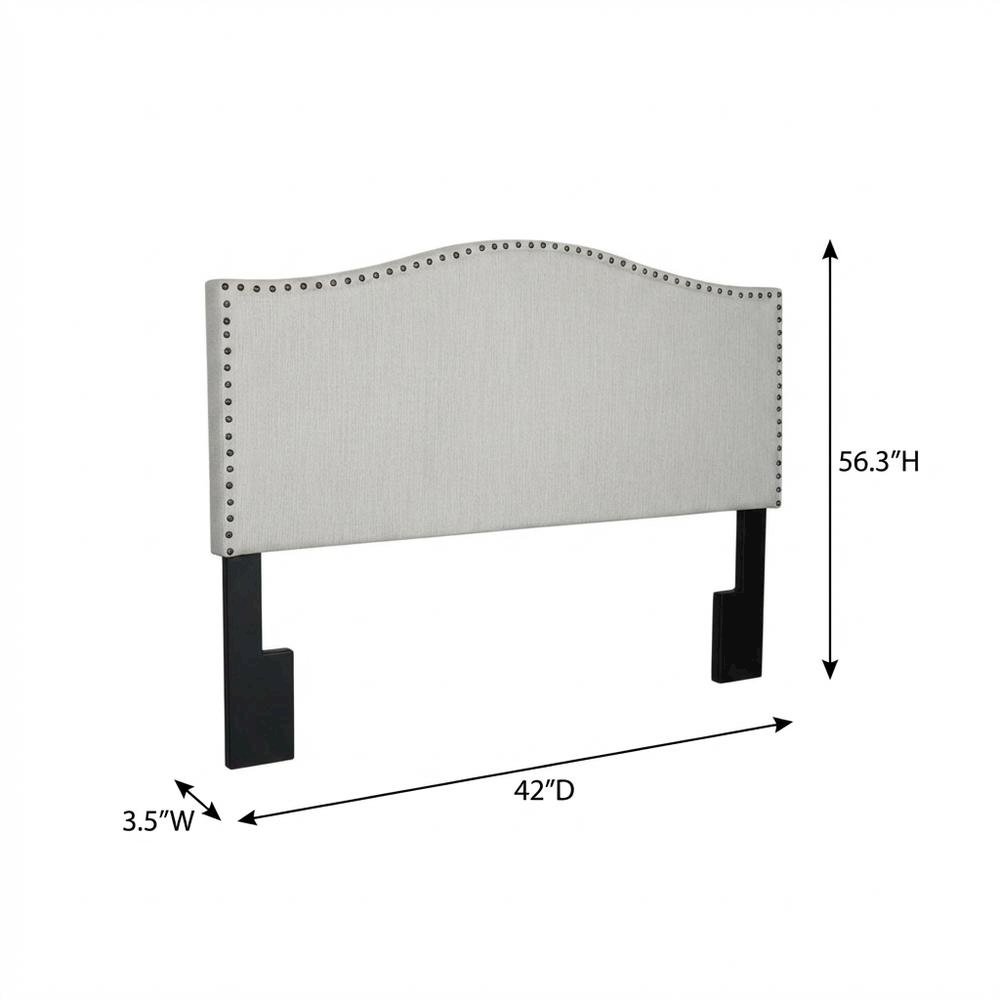 Off White Upholstered Twin Headboard with Soft Fabric and Classic Design