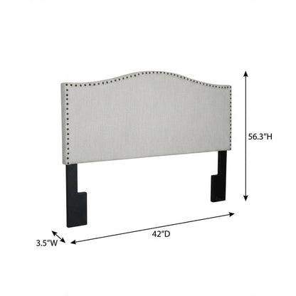 Off White Upholstered Twin Headboard with Soft Fabric and Classic Design