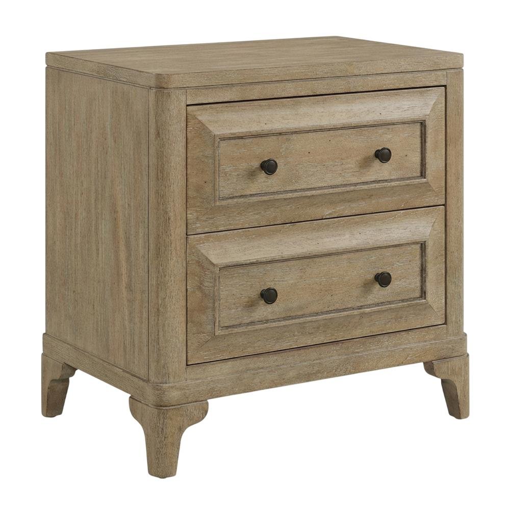 Sand-Colored Nightstand with Two Drawers and Transitional Casual Style