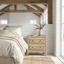 Sand-Colored Nightstand with Two Drawers and Transitional Casual Style
