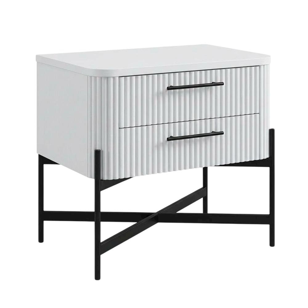 White Transitional Bedroom Nightstand with Sleek Design and Durable Construction