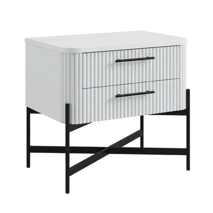 White Transitional Bedroom Nightstand with Sleek Design and Durable Construction