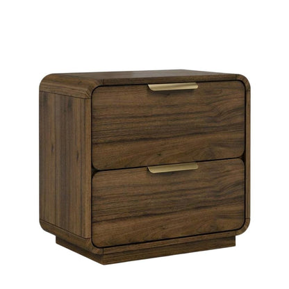 Walnut Nightstand with Usb Charging Port and Modern Design
