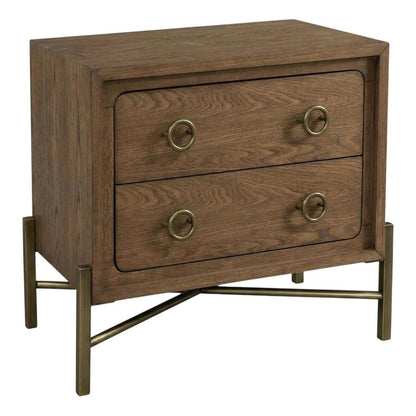 Latte Nightstand with 2 Drawers and Usb Charging Port for Bedroom Use
