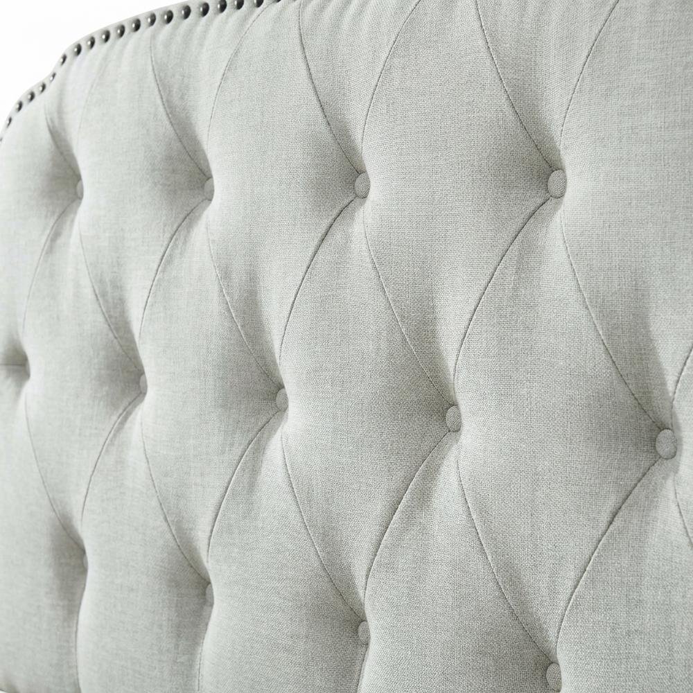 Light Gray Upholstered King Headboard, Solid Rubberwood Frame