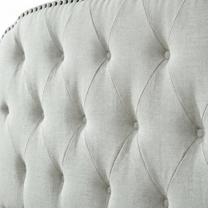 Light Gray Upholstered King Headboard, Solid Rubberwood Frame