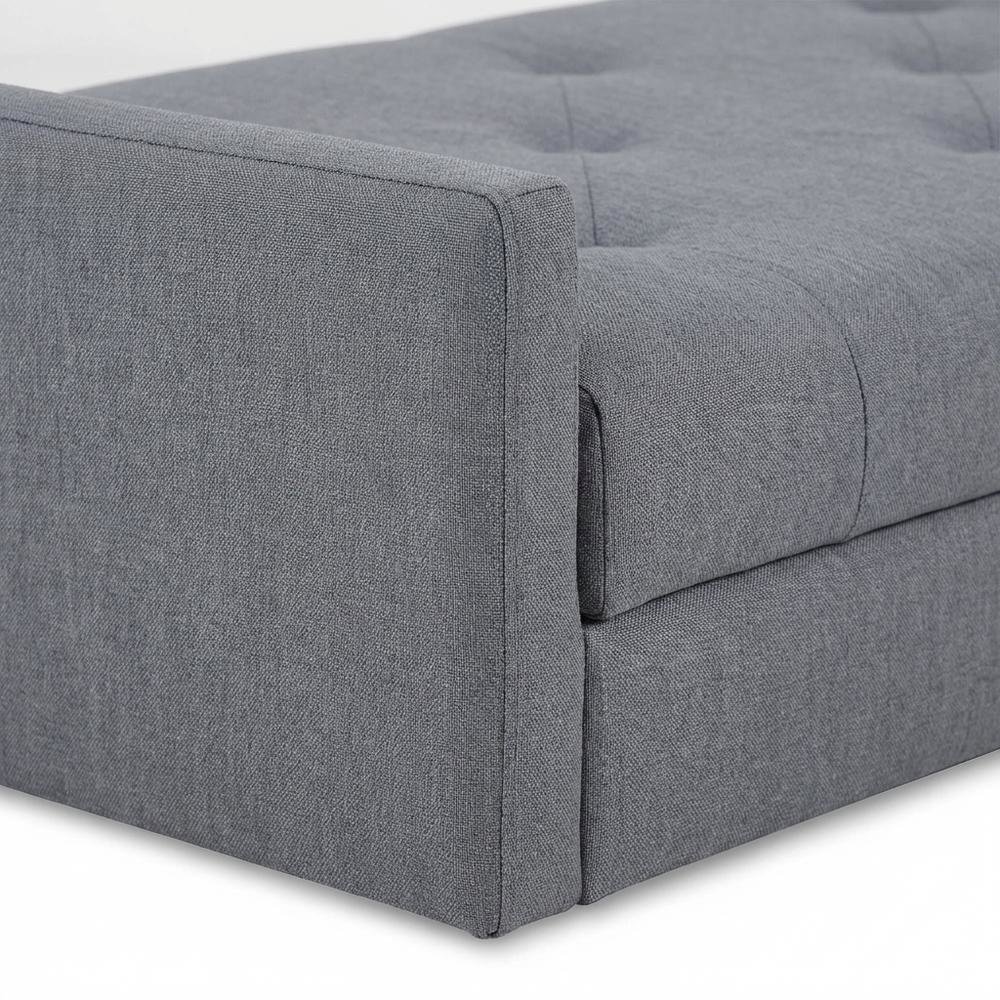Gray Upholstered King Headboard with Rubberwood Frame and Padded Design