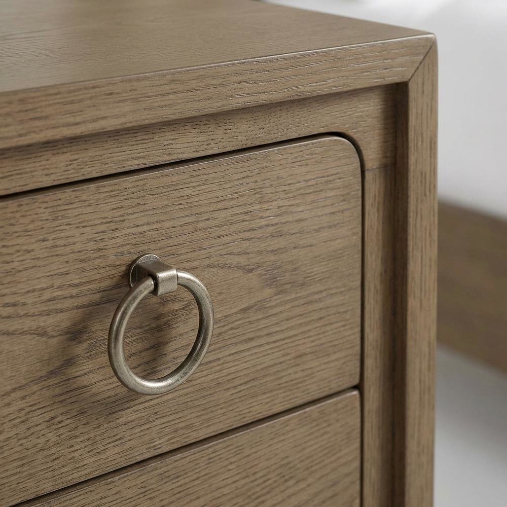 Latte Nightstand with 3 Drawers and Usb Charging Port for Bedroom Storage