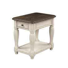 White Accent Table with 1 Drawer – Antique Bedroom Side Table in Cottage Style