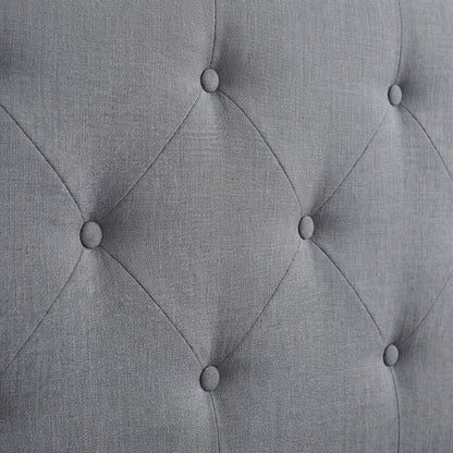 Gray Upholstered Queen Headboard with Solid Rubberwood Frame and Sturdy Design