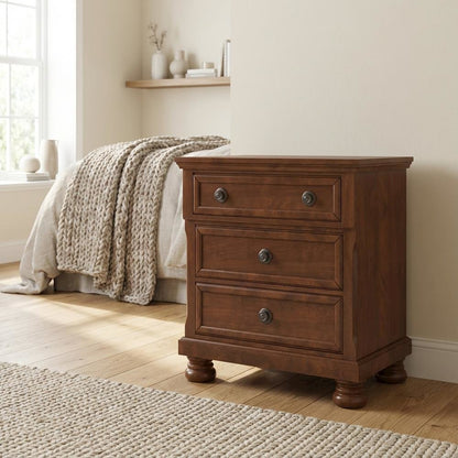 Cherry Nightstand with Storage Drawer and Smooth Finish