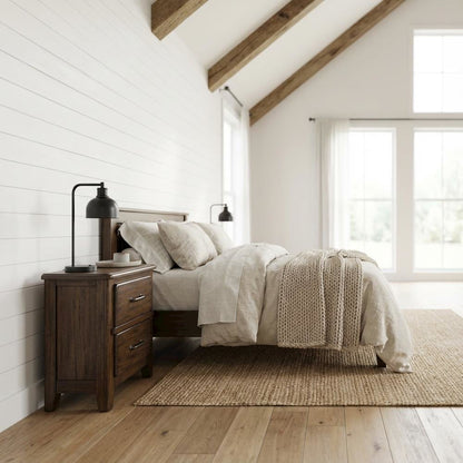 Spice Brown Nightstand with Two Drawers and Contemporary Finish