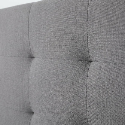 Gray Upholstered King Headboard with Rubberwood Frame and Stylish Design