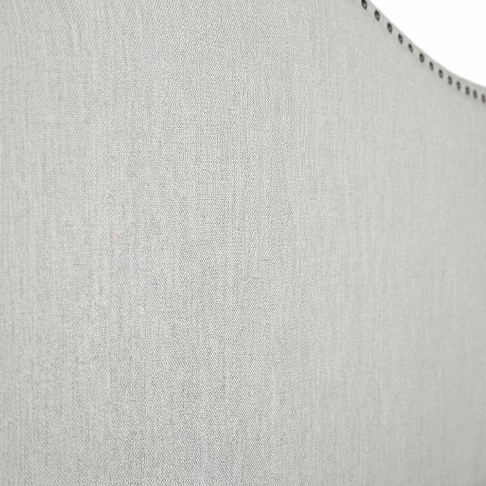 Off White Upholstered King Headboard, Solid Rubberwood Frame