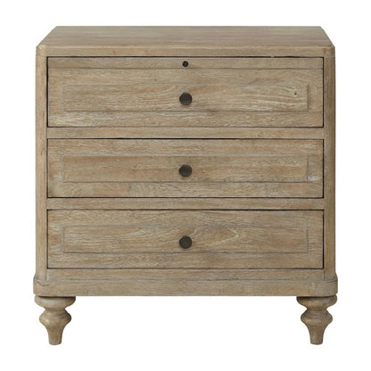 Sand-Colored Nightstand with 3 Drawers and Casual Transitional Style